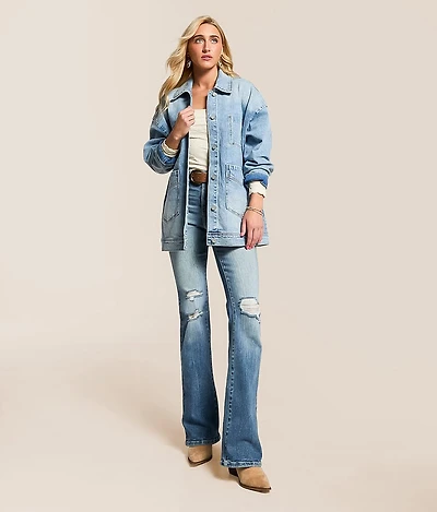 Oversized Trucker Denim Stretch Jacket