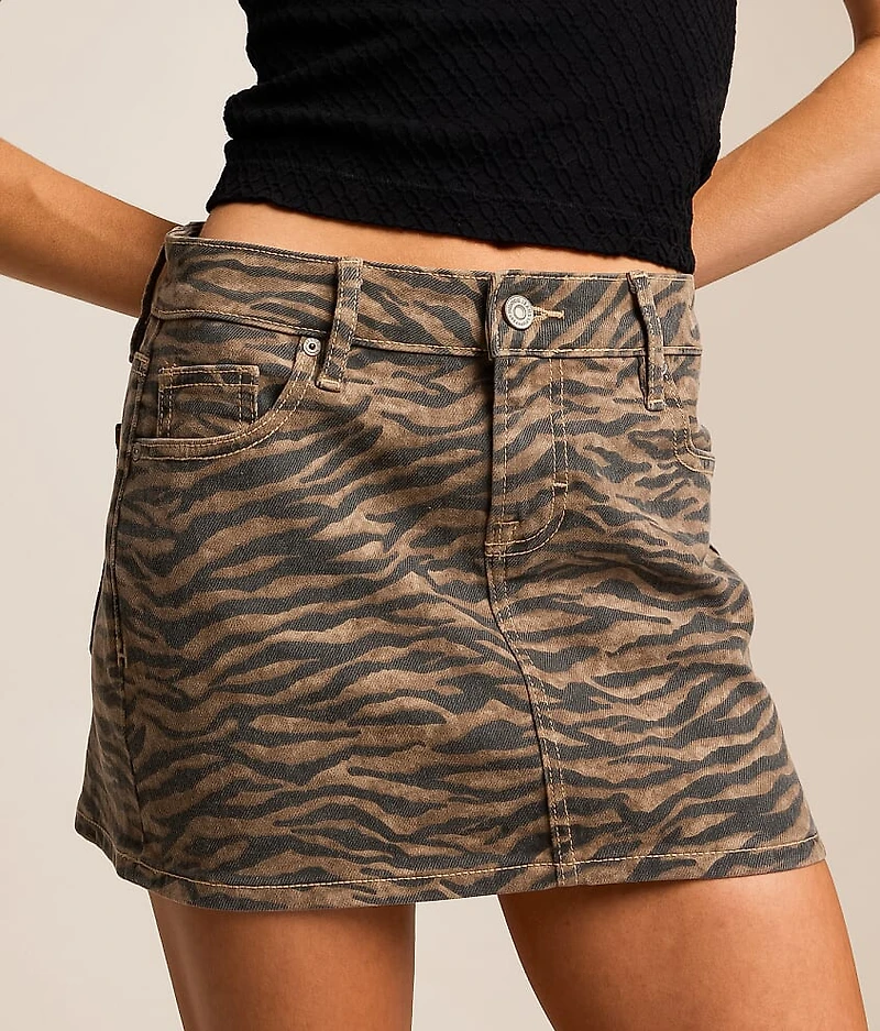 Peyton Tiger Striped Denim Stretch Skirt