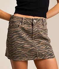 Peyton Tiger Striped Denim Stretch Skirt