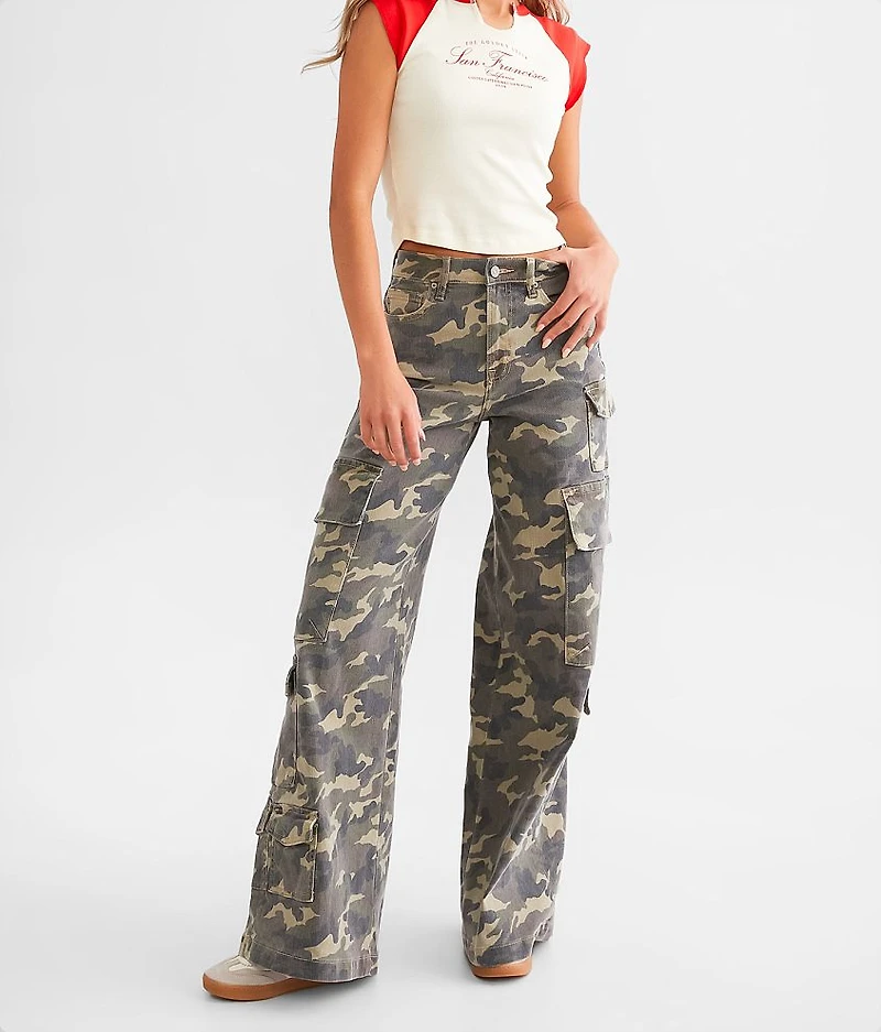 Nori Camo Wide Leg Cargo Stretch Jean
