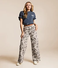 Nori Wide Leg Camo Stretch Jean
