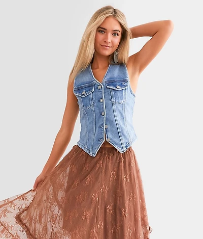 Washed Denim Stretch Vest