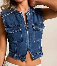 Rebel Cropped Denim Vest