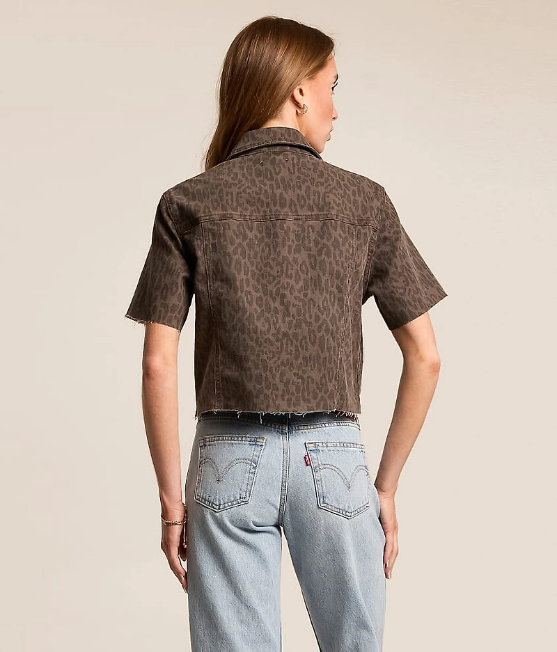 Cheetah Denim Cropped Shirt