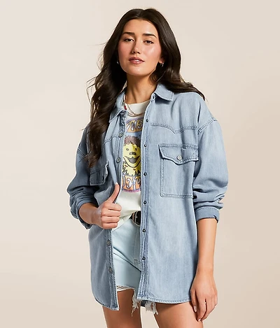 Washed Denim Oversized Shacket