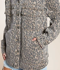 Oversized Cheetah Denim Stretch Jacket