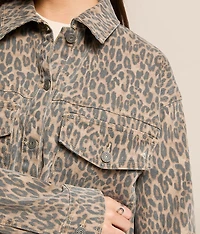 Oversized Cheetah Denim Stretch Jacket