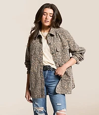 Oversized Cheetah Denim Stretch Jacket