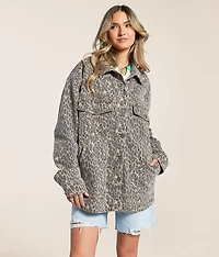 Oversized Cheetah Denim Stretch Jacket