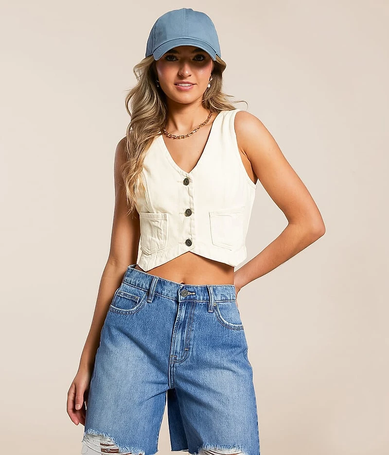 Cropped Denim Vest