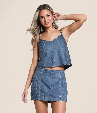 Abbey Rhinestone Cropped Tank Top