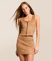 Abbey Faux Suede Cropped Vest