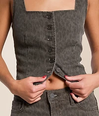 Cheetah Denim Stretch Vest