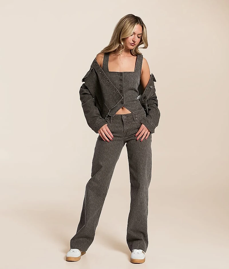 Cheetah Denim Stretch Vest