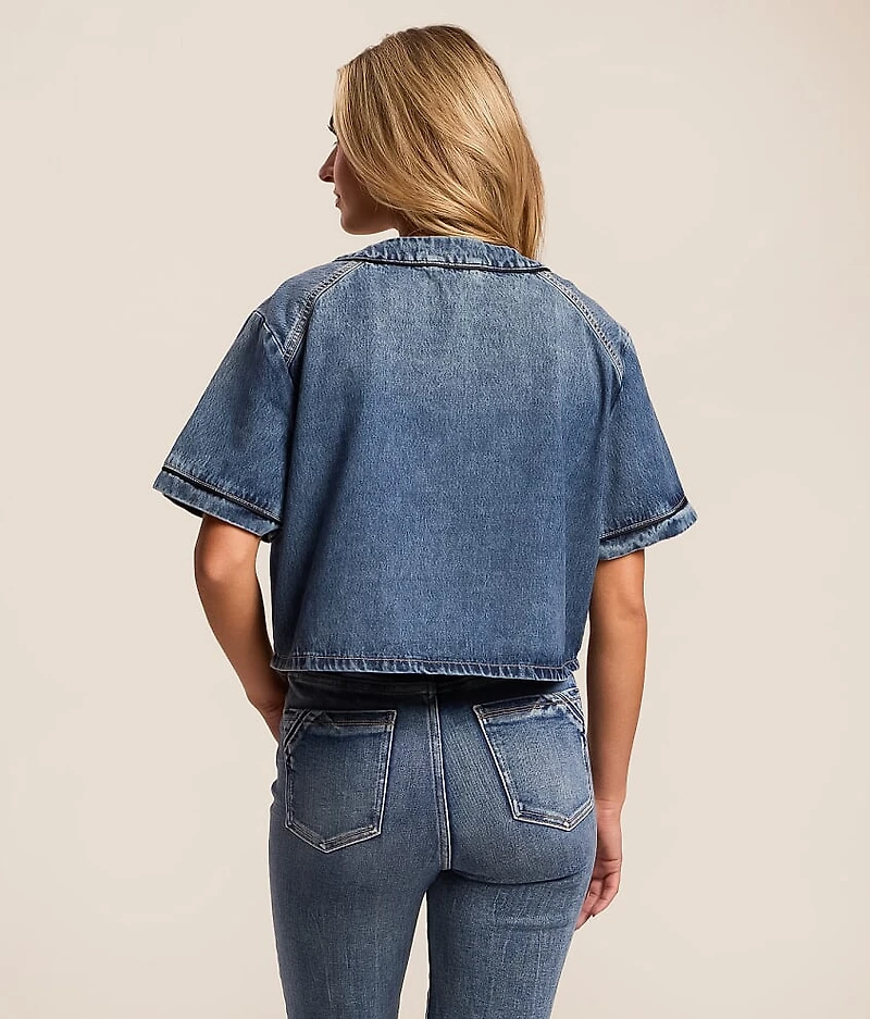 Baseball Cropped Denim Shirt