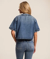 Baseball Cropped Denim Shirt