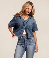Baseball Cropped Denim Shirt