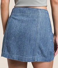 Peyton Rhinestone Denim Mini Skirt
