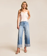 Nori Cropped Wide Leg Stretch Cuffed Jean