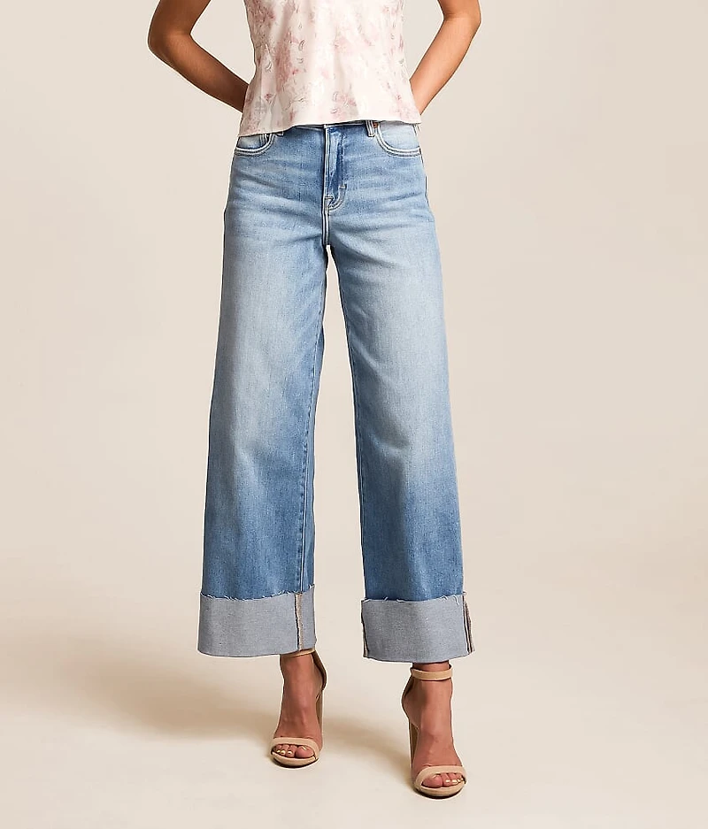 Nori Cropped Wide Leg Stretch Cuffed Jean