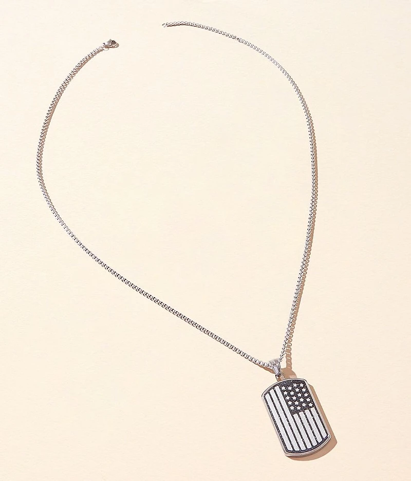American Flag Dog Tag 24" Necklace