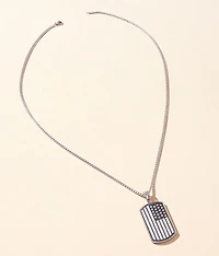 American Flag Dog Tag 24" Necklace