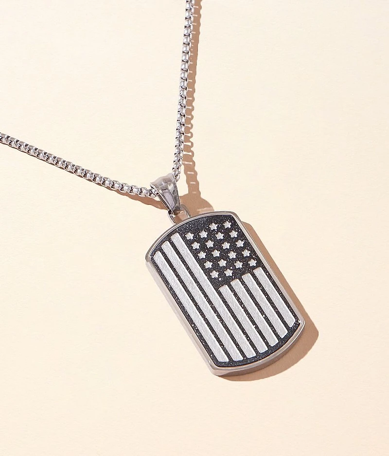 American Flag Dog Tag 24" Necklace