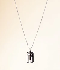 American Flag Dog Tag & Cross 25" Necklace