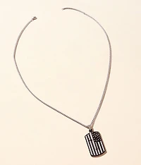 American Flag Dog Tag & Cross 25" Necklace