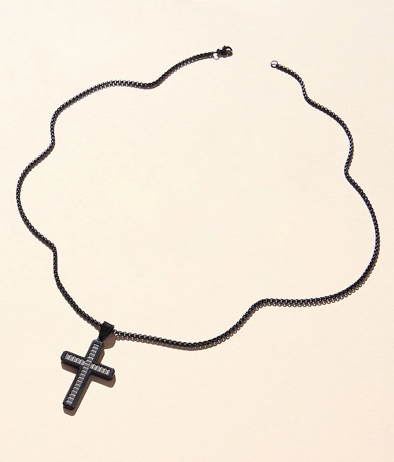 Two Tone Cross 24" Necklace