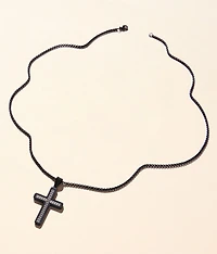 Two Tone Cross 24" Necklace