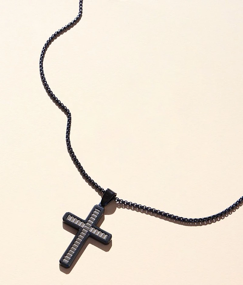 Two Tone Cross 24" Necklace