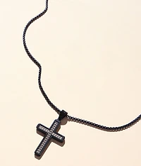 Two Tone Cross 24" Necklace