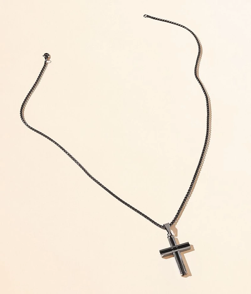 Two Tone Cross 24" Necklace