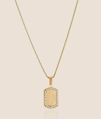 Rhinestone Dog Tag 23" Necklace