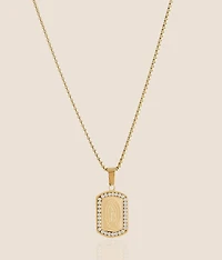 Rhinestone Dog Tag 23" Necklace