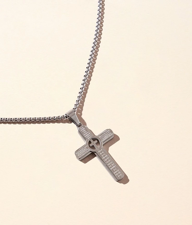 Lord's Prayer Cross 24" Necklace