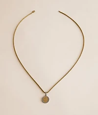 Two Tone Coin Pendant 24" Necklace