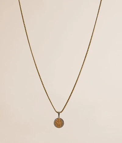 Two Tone Coin Pendant 24" Necklace