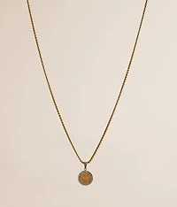 Two Tone Coin Pendant 24" Necklace