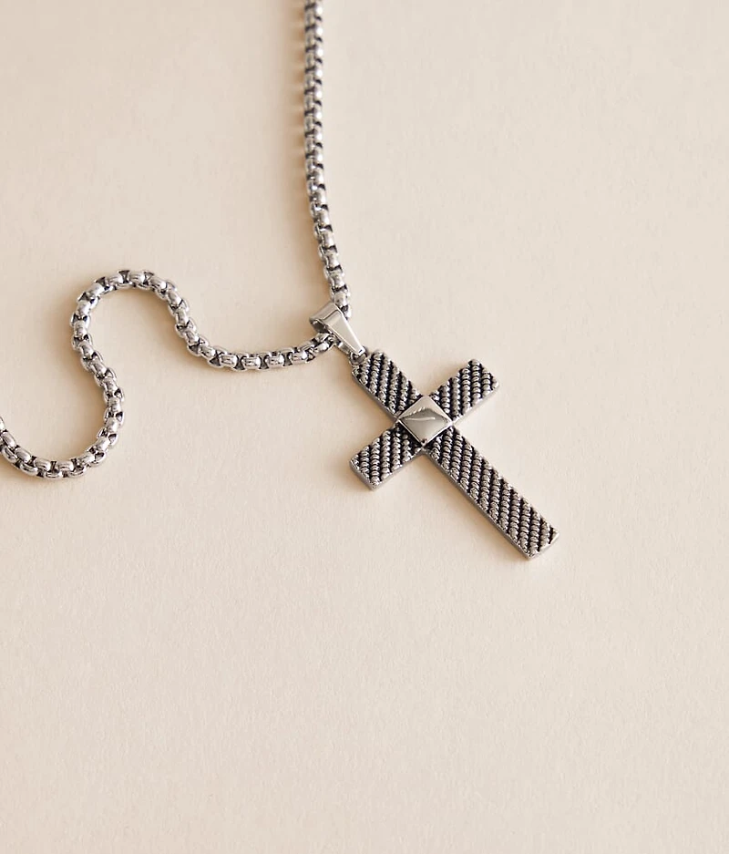 Textured Cross Pendant 22" Necklace