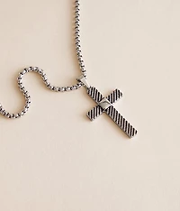 Textured Cross Pendant 22" Necklace