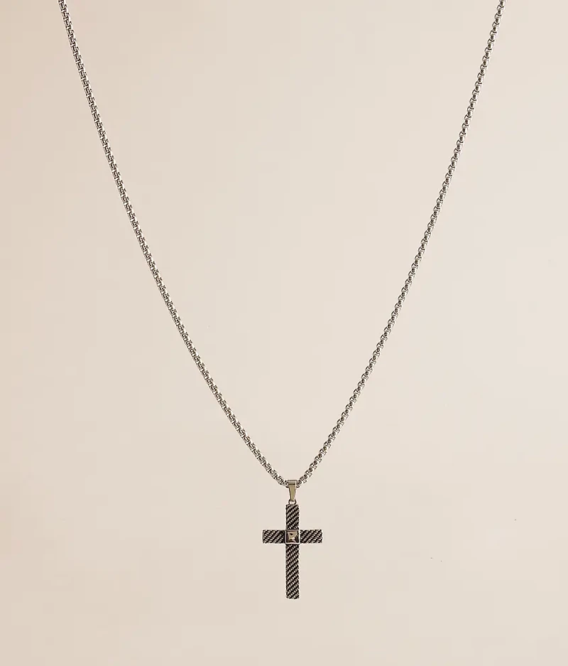 Textured Cross Pendant 22" Necklace