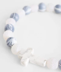Marble & Cross Pendant Bead Bracelet