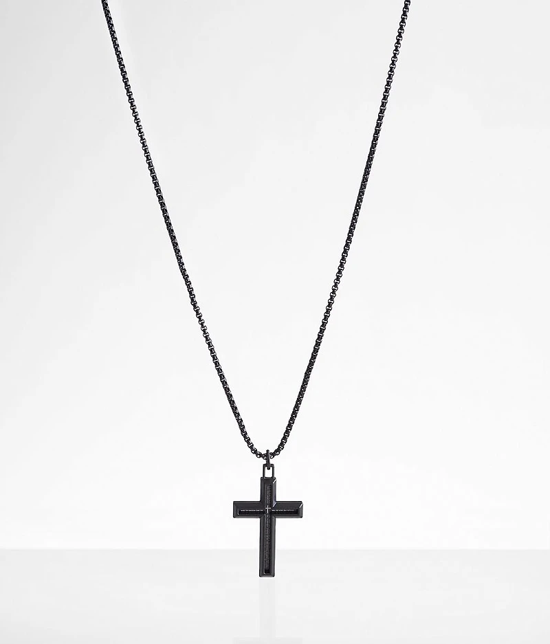 Lord's Prayer Double Cross 28" Necklace