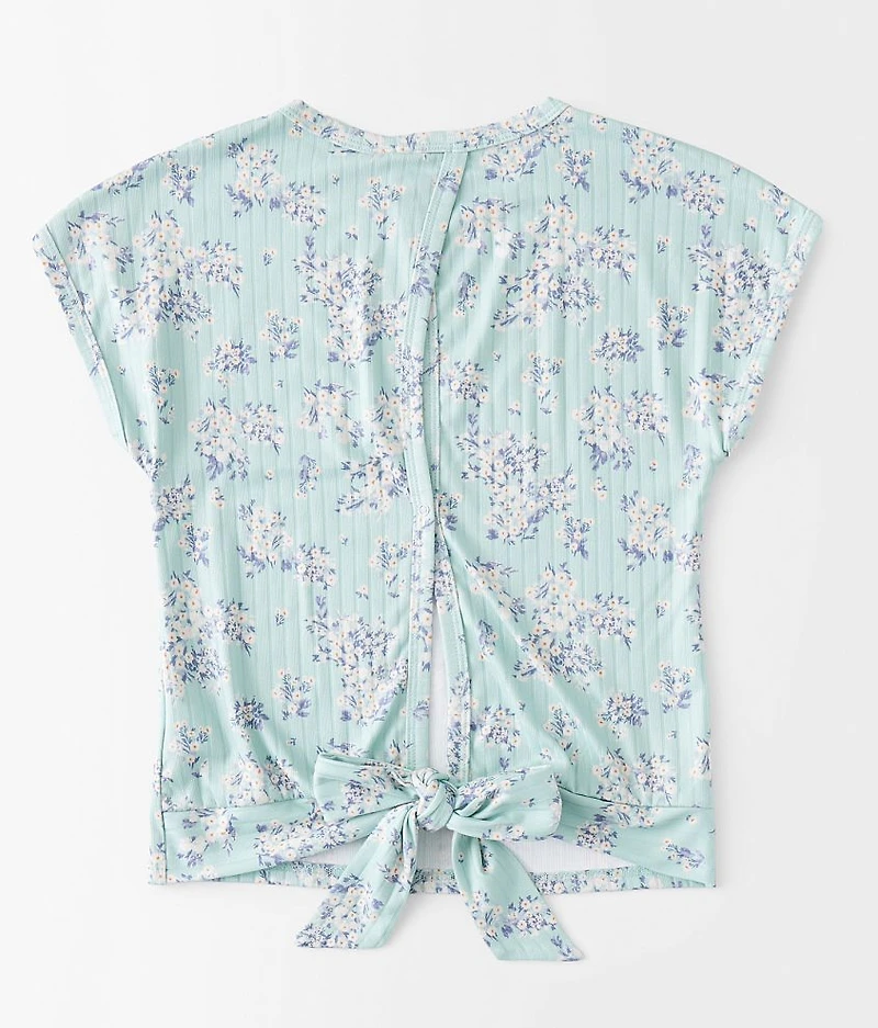 Girls - Floral Ribbed Top