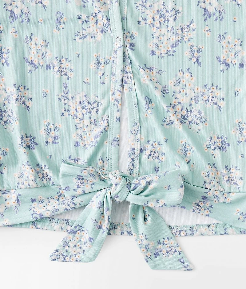 Girls - Floral Ribbed Top