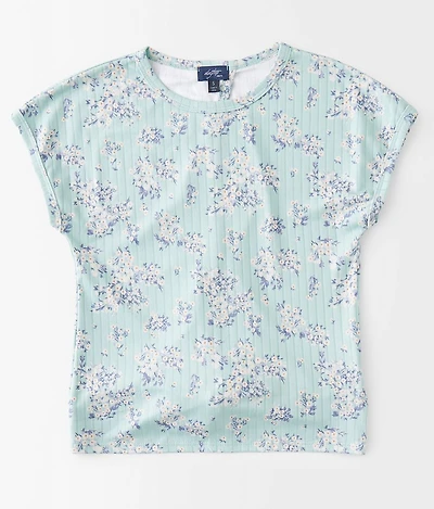 Girls - Floral Ribbed Top