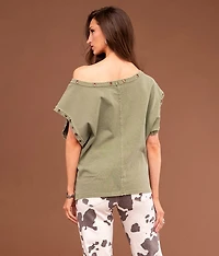 Off The Shoulder Grommet T-Shirt