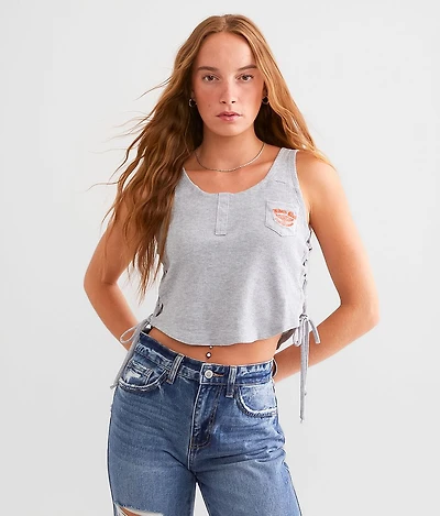Riders Club Lace-Up Henley Tank Top